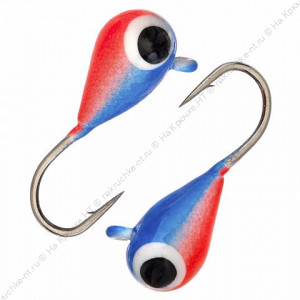 Мормышка вольфрамовая "Condor", Капля с ушком d 4,0 мм, вес 1,1 гр, окраска малек, голубая-красная