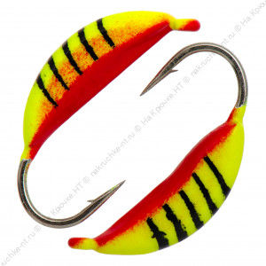 Мормышка вольфрамовая "Condor", супербанан, размер M, вес 0,5 гр, цвет лимоный с полосками+красный