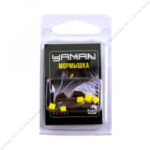 Мормышка безнасад. ЯМАН "Гвоздекубик", матовый шоколад, d-4 мм, вес 1,2 г, ядреный кубик желтый