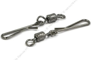 Вертлюг с форелевой заст. Namazu ROLLING RIBBED SWIVEL WITH HANGING SNAP-A, цв. BN, р. 8, test-12 кг