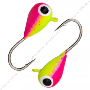 Мормышка вольфрамовая "Condor", Капля с ушком d 3,0 мм, вес 0,5 гр, окраска малек, сиреневый-желтый