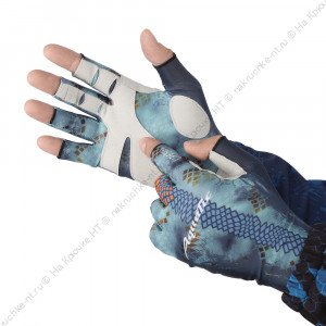 Перчатки для рыбалки летние Aquatic UPF50+ (цвет: pike camo blue, размер L/XL) Перчатки для рыбалки летние Aquatic UPF50+ (цвет: pike camo blue, размер L/XL)