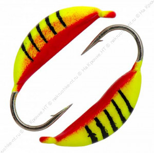 Мормышка вольфрамовая "Condor", супербанан, размер L, вес 0,6 гр, цвет лимоный с полосками+красный /