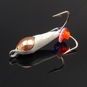 Мормышка вольфрамовая Чертик "Белый" с коронкой d-3,0 0,8гр цв. медь