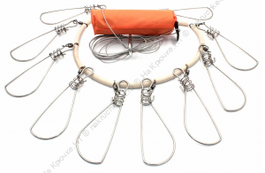 Кукан Namazu металл. трос 3,5 м, d-2 мм, 10 карабинов на пруж., с поплавком (уп. пакет)/15/