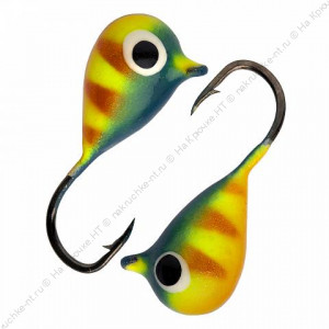 Мормышка вольфрамовая "Condor", Капля с ушком d 5,0 мм, вес 1.8 гр, окраска малек, синий-желтый с ко