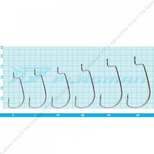 AZURA Крючок Long Offset Worm Hook №1 0 5шт  3