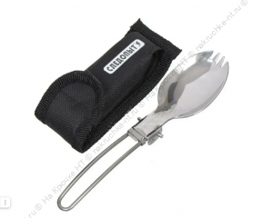 Ложка складная походная "СЛЕДОПЫТ", нерж. (ложка-вилка), в чехле/100/