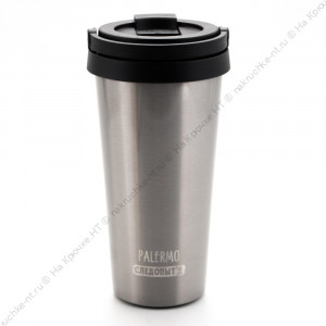 Термокружка "СЛЕДОПЫТ-PALERMO" с откидной ручкой, нерж. сталь, 500 мл