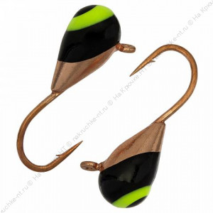 Мормышка вольфрамовая "Condor", капля с ушком, d 3,0 мм, вес 0,5 гр, медь с черно-лимонным глазком /