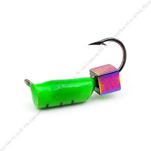 Мормышка вольфрамовая Столбик с кубиком "Хамелеон" d-2,5 0,7гр цв. зеленый