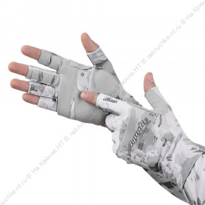 Перчатки для рыбалки летние Aquatic UPF50+ (цвет: WHITE CAMO, размер S/M) Перчатки для рыбалки летние Aquatic UPF50+ (цвет: WHITE CAMO, размер S/M)