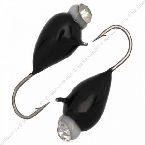 Мормышка вольфрамовая "Condor", капля с ушком, d 4,0 мм, вес 1,1 гр, обмазка с камнем черная /10 шт/