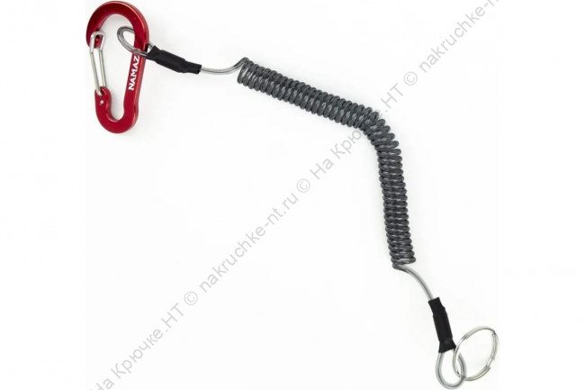 Шнур витой страховочный Namazu с карабином 4,5 см, для рыболовного инструмента 1 Шнур витой страховочный Namazu с карабином 4,5 см, для рыболовного инструмента 1