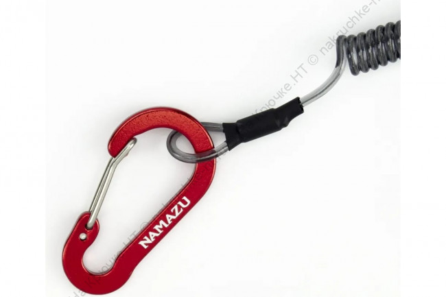 Шнур витой страховочный Namazu с карабином 4,5 см, для рыболовного инструмента 2 Шнур витой страховочный Namazu с карабином 4,5 см, для рыболовного инструмента 2