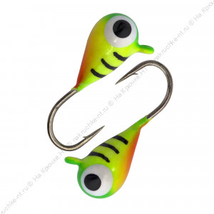 Мормышка вольфрамовая "Condor", Капля с ушком d 4,0 мм, вес 1,04  гр, окраска малек лимон c полоскам