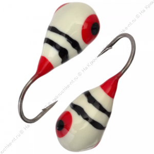 Мормышка вольфрамовая "Condor", капля с ушком, d 4,0 мм, вес 1,1 гр, обмазка малек, белая-винт