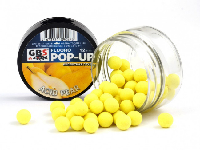 GBS бойлы плавающие ACID PEAR 12 мм 40 гр (банка) 1