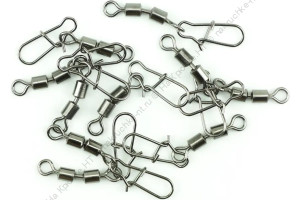 Вертлюг двойной с застежкой Namazu HS 2X ROLLING SWIVELS WITH NICE SNAP, цв. BN, р. 6, test-12 кг (у