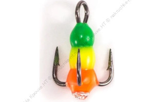 Крючок-тройник ЯМАН "Светофор" с глазком, размер 18 (INT), цв. флуоресцентный