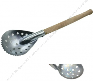 Черпак рыбака металлический с деревянной ручкой БОЛЬШОЙ