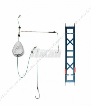 Оснастка фидерная Яман «Донка №2», груз ложка скольз. 60 г, отвод 12 см, плетеный шнур 0,25 мм, крюч