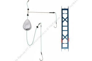 Оснастка фидерная Яман «Донка №2», груз ложка скольз. 80 г, отвод 12 см, плетеный шнур 0,15 мм, крюч