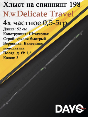 Хлыст Dayo Delicate Travel 198 cм.0.5-5 гр. Хлыст Dayo Delicate Travel 198 cм.0.5-5 гр.