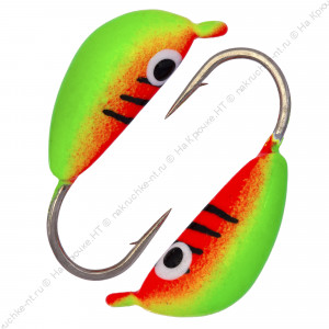 Мормышка вольфрамовая "Condor", Банан d 2,0 мм, вес 0,3 гр, малек зеленый+красный с полосками