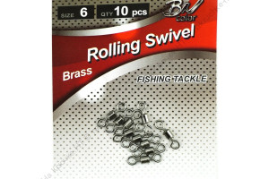 Вертлюг Namazu ROLLING RIBBED SWIVEL, латунь, цв. BN, р. 6, test-19 кг (уп.10 шт)/3000/1000/2000/