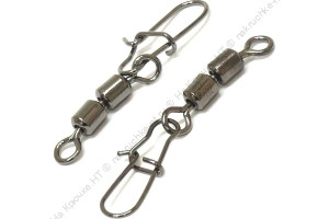 Вертлюг двойной с застежкой Namazu HS 2X ROLLING SWIVELS WITH NICE SNAP, цв. BN, р. 10, test-8 кг