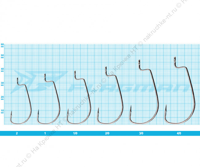 AZURA Крючок Long Offset Worm Hook №1 6шт 3