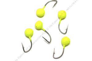Мормышка вольф. точеная "ЯМАН" Дробь с отв., р.3, вес 0,3, цв. желтый