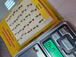 Мормышка вольф.точеная Уралка Риски D-3мм/вес- 0,40гр серебро/зеленая полоса