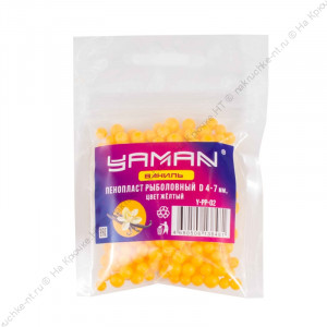 Пенопласт рыболовный Yaman Ваниль, d 4-7 мм, цв. жёлтый (уп. 250 шт)/50/
