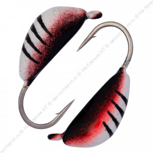 Мормышка вольфрамовая "Condor", Банан d 2,5 мм, вес 0,5 гр, серебристый с полосками+черный