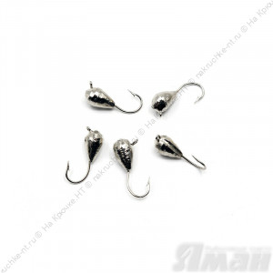 Мормышка вольф. точеная "ЯМАН" Капля с ушк., р.3, вес 0,6, цв. никель