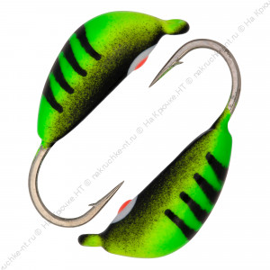 Мормышка вольфрамовая "Condor", Банан d 2,5 мм, вес 0,5 гр, цвет зеленый с полосками+черный с точкой