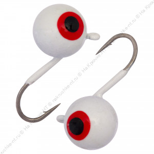 Мормышка вольфрамовая "Condor", Дробинка с ушком d 3,0 мм, вес 0,3 гр, белая с красным глазком