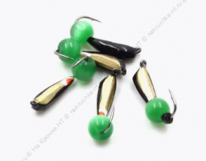 Мормышка вольф. безнасадочная "ЯМАН" Гвоздик №2(w), вес 0,45 гр., кошачий глаз сверленый, цв. латунь