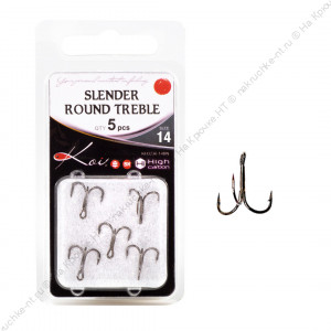 Крючок KOI "SLENDER ROUND TREBLE", размер 14 (INT), цвет BN, тройник