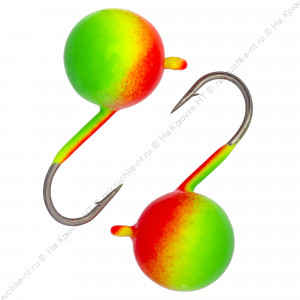 Мормышка вольфрамовая "Condor", Дробинка с ушком d 3,0 мм, вес 0,3 гр, салатовая-красная