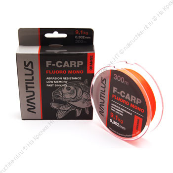 Леска Nautilus F-Carp Fluoro Mono  d-0.302мм 300м Orange