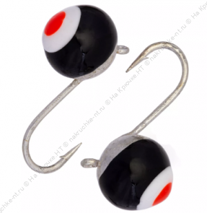 Мормышка вольфрамовая "Condor", Дробинка с ушком, d 3,0 мм, вес 0,3 гр, цвет серебро с черно-бело-кр