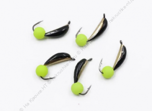 Мормышка вольф. безнасадочная "ЯМАН" Гвоздик №2(w), вес 0,50 гр., фц. желтый шар, цв. латунь