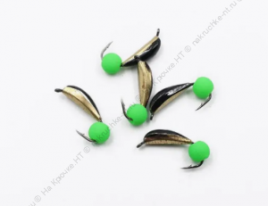 Мормышка вольф. безнасадочная "ЯМАН" Гвоздик №2(w), вес 0,50 гр., фц. зеленый шар, цв. латунь (уп. 5