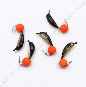 Мормышка вольф. безнасадочная "ЯМАН" Гвоздик №2(w), вес 0,50 гр., фц. красный шар, цв. латунь (уп. 5