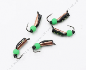 Мормышка вольф. безнасадочная "ЯМАН" Столбик №3, d-2 мм, L-7 мм, вес 0,46 гр., фц. зеленый шар, цв.