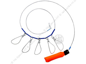 Кукан рыболовный Три Кита с поплавком (5 карабинов)