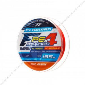 FLAGMAN Шнур PE Hybrid F4 135м FluoOrange 0,14мм 7,7кг 17lb